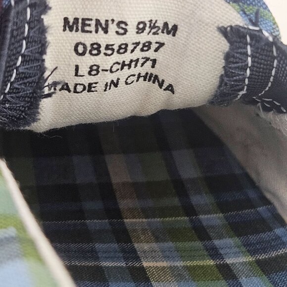 Sperry Top Sider Boat Shoes Mens Size 9.5 M Blue Green Plaid Slip-On Canvas - Picture 4 of 9